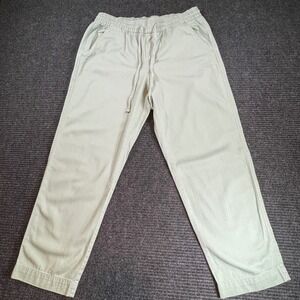 Gap Easy Pant Sage Green Khaki Cotton Rayon Elastic Waist Straight Leg Womens M